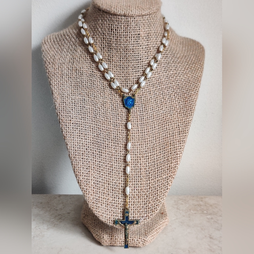 Vintage Enamel and Pearls Rosaries
